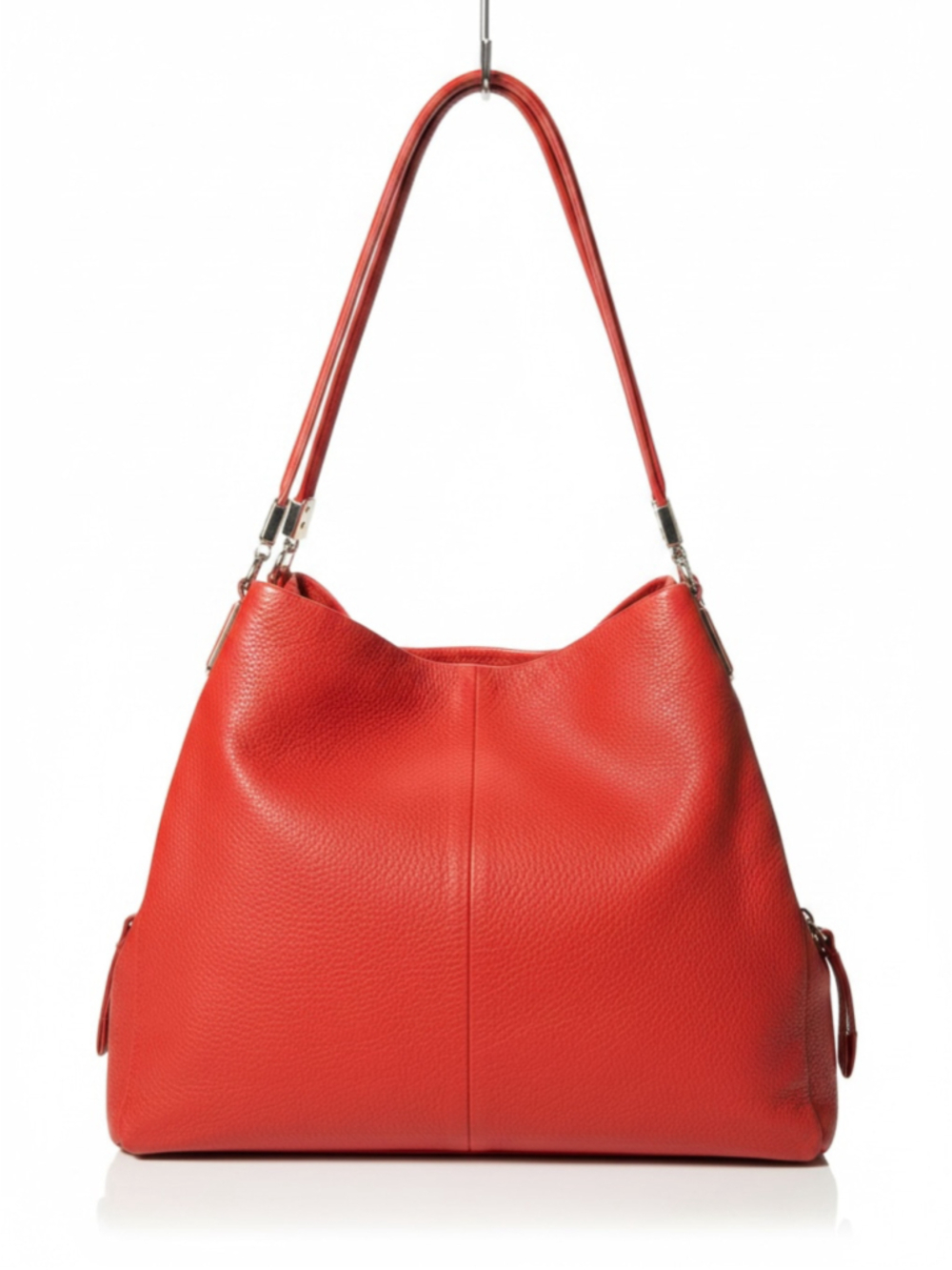 Women's Madison Coach Red Pebbled Leather Hobo